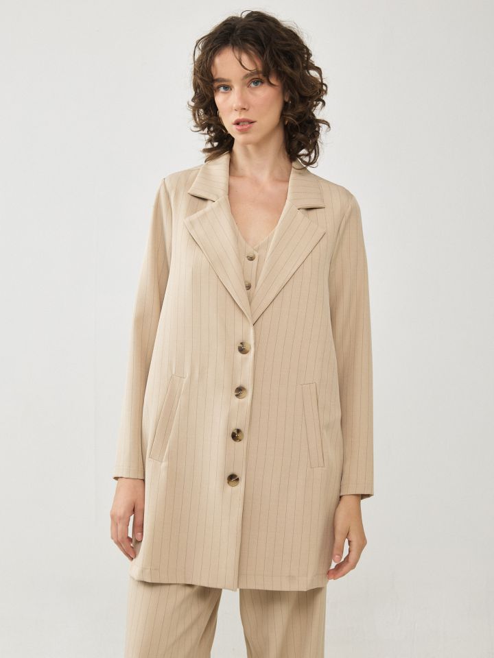 מעיל ארוך אריג פסים