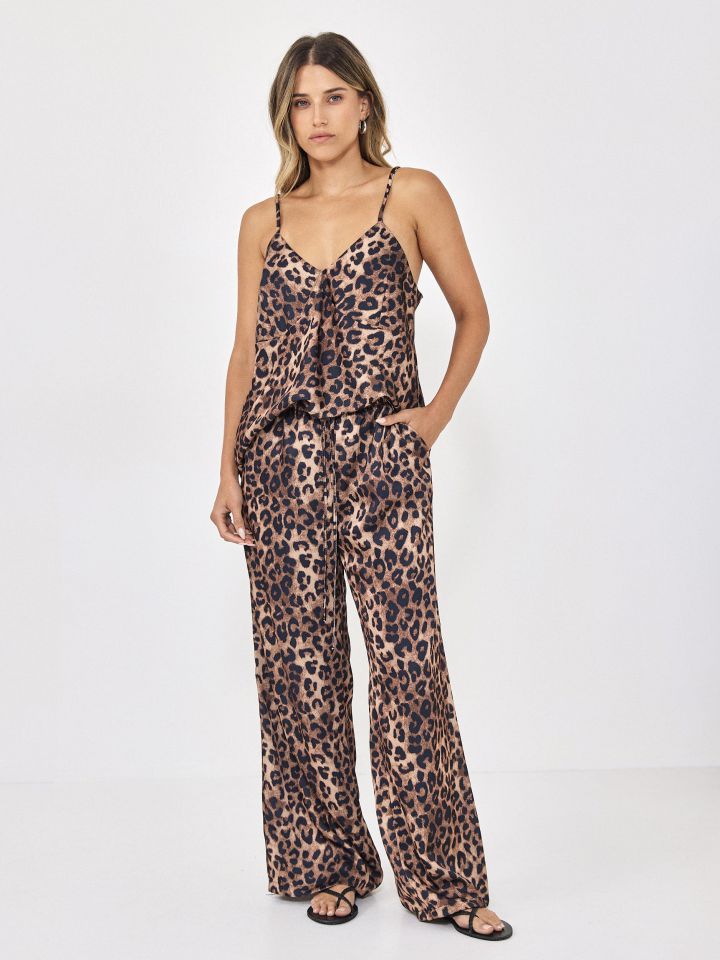 מכנסיים סאטן מנומר