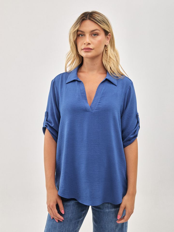 חולצה שרוול קלאפות כפתור