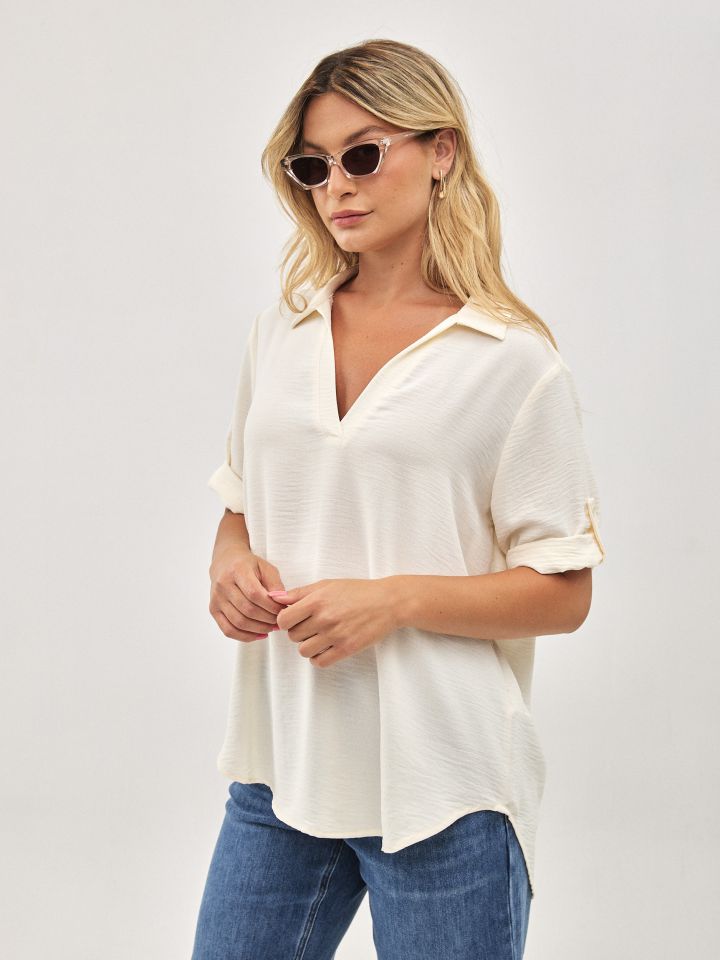 חולצה שרוול קלאפות כפתור