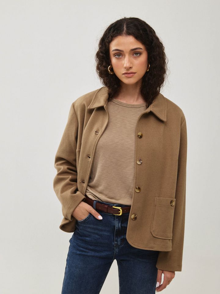 מעיל צווארון כיסים