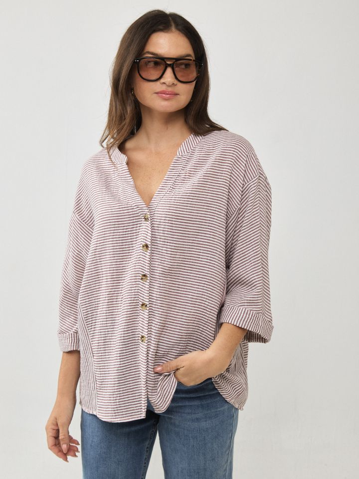 חולצה צווארון סיני פסים