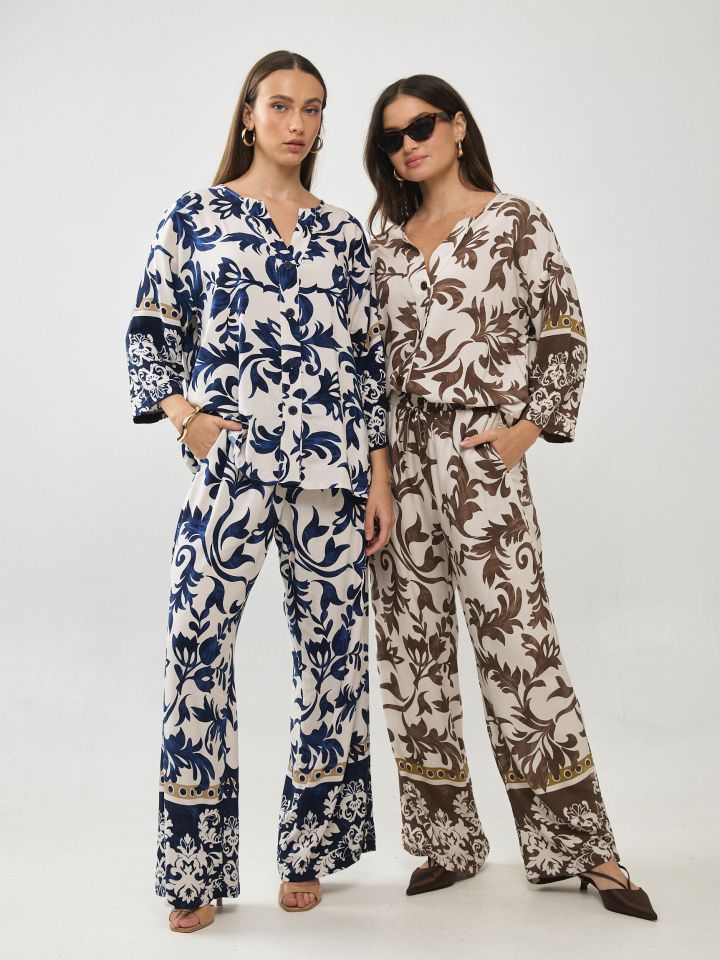 מכנסיים גומי כיווץ מודפס