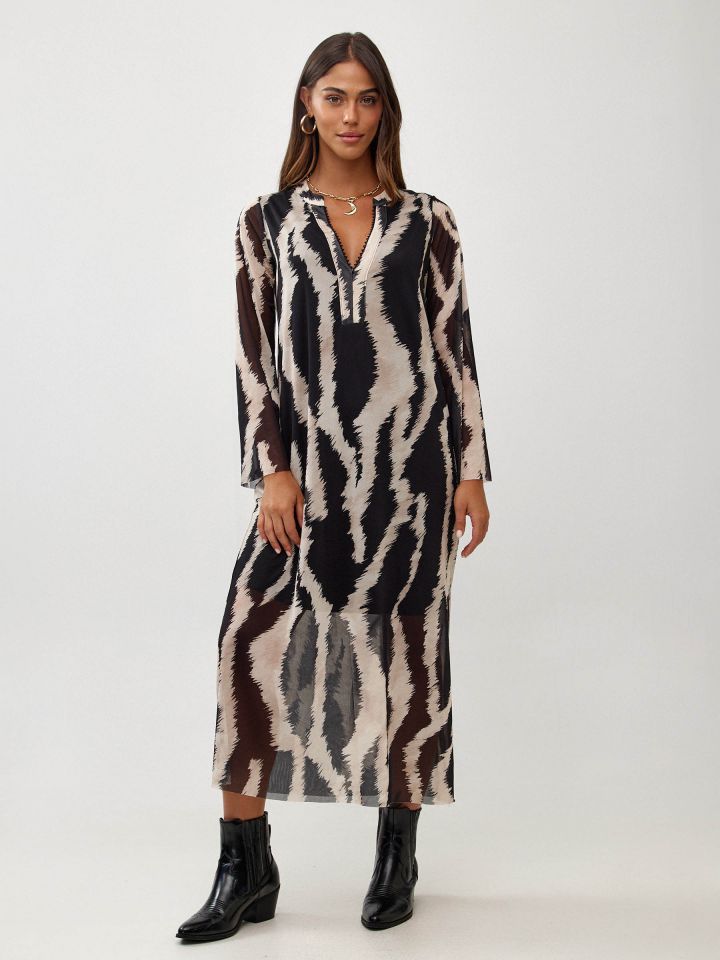 שמלה ארוכה רזיל מודפס