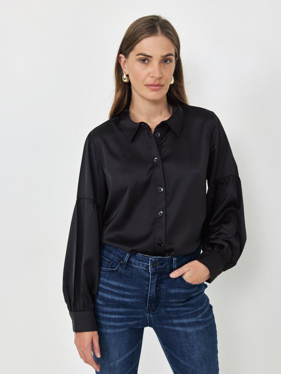 חולצה סאטן שרוול נפוח