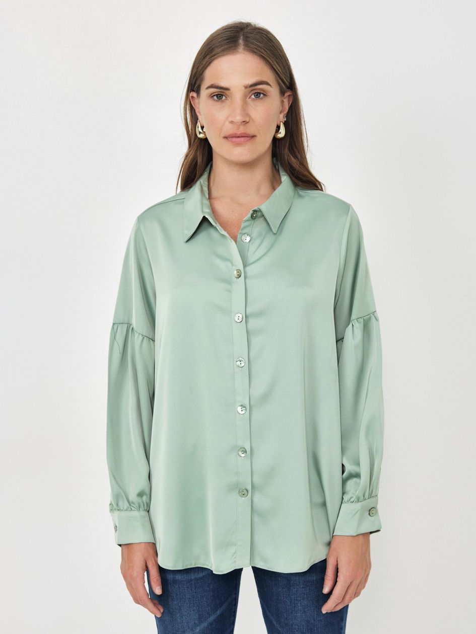 חולצה סאטן שרוול נפוח