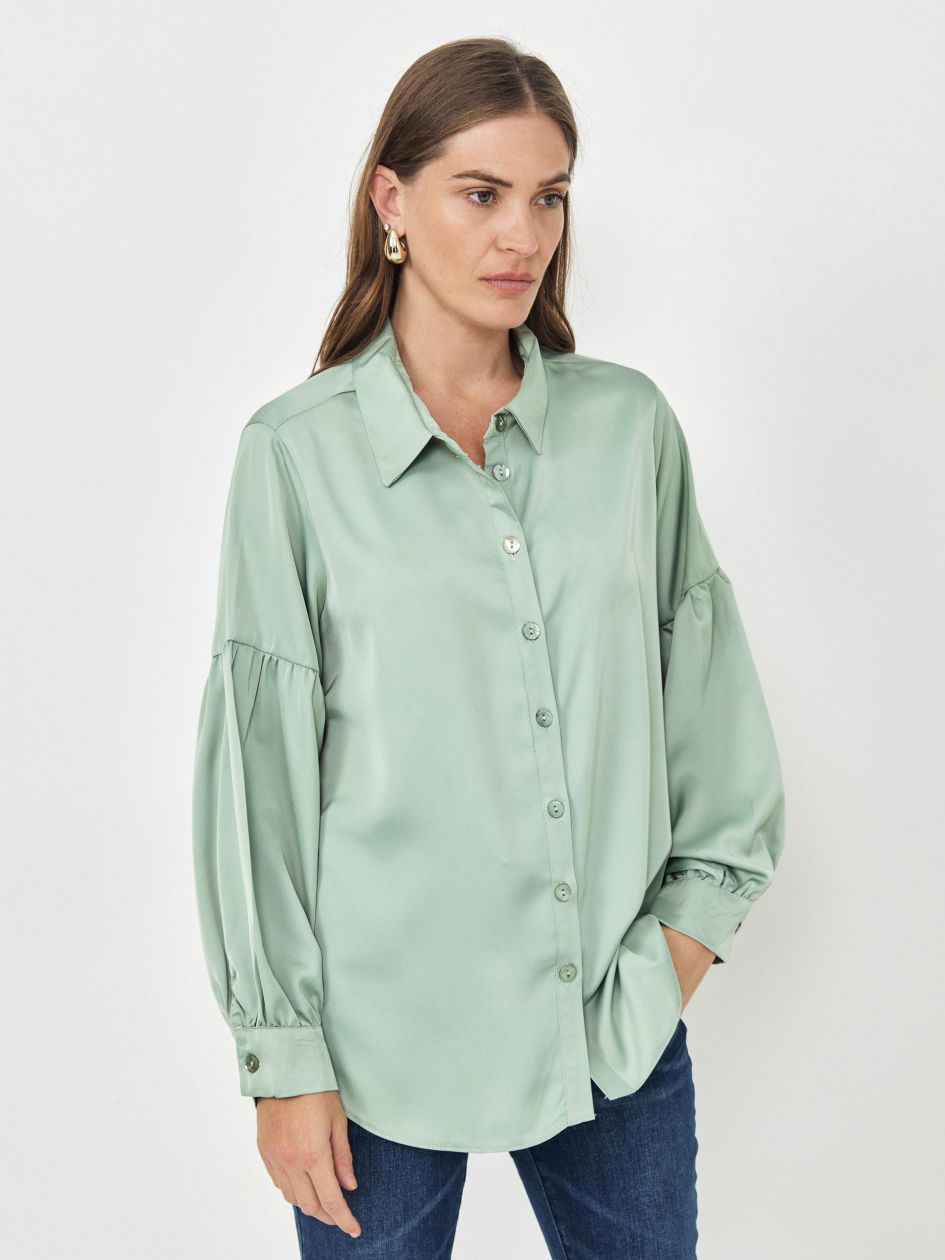 חולצה סאטן שרוול נפוח