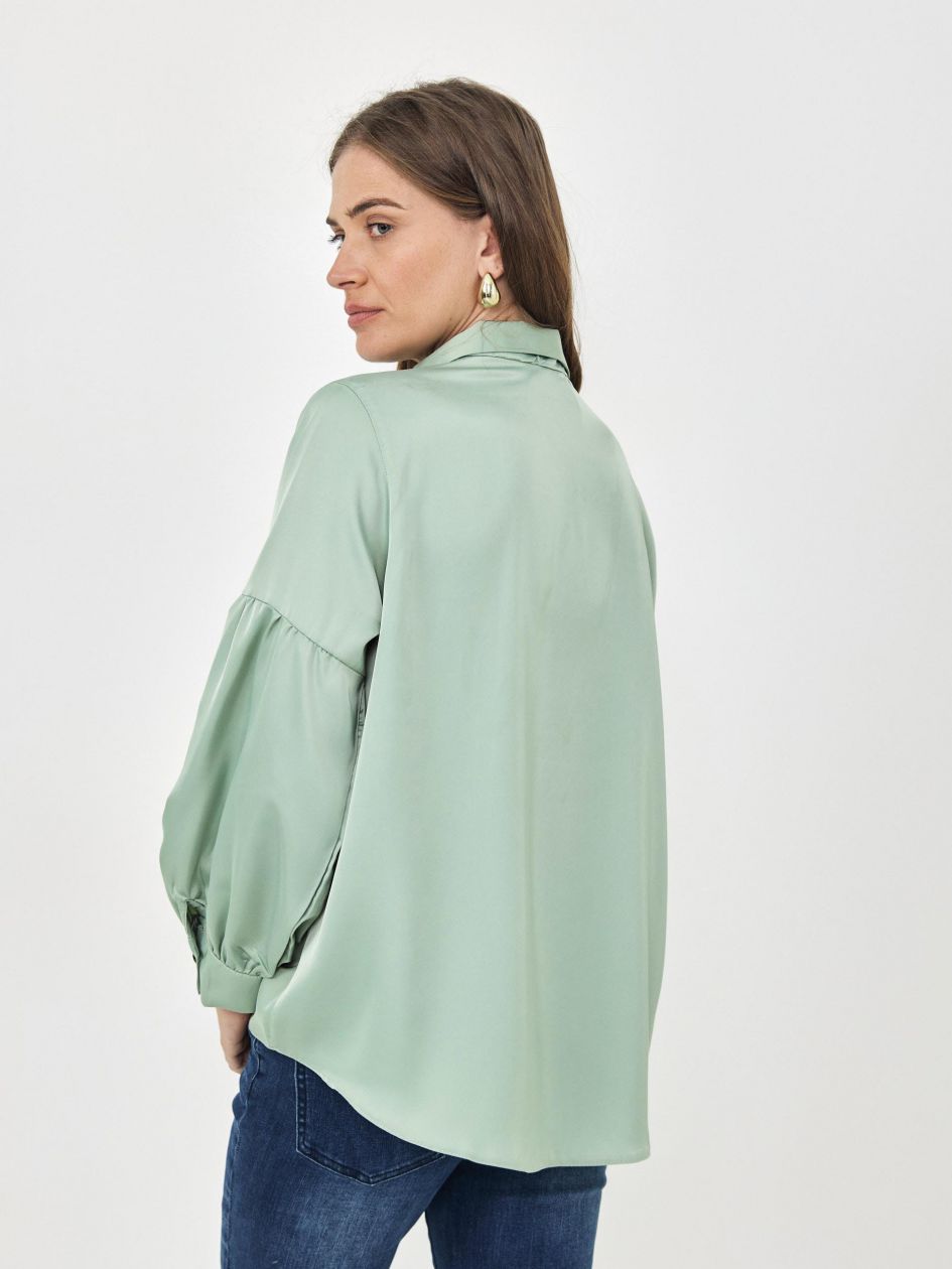 חולצה סאטן שרוול נפוח