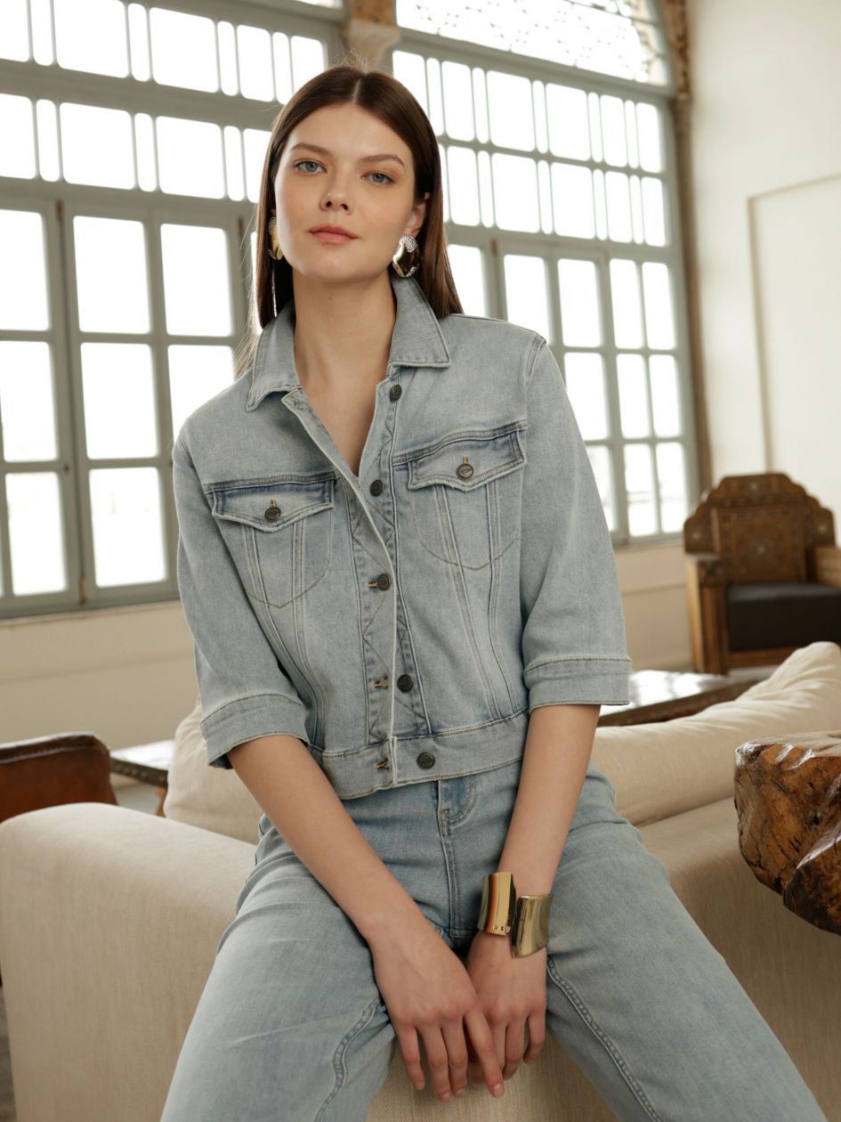 ג`קט ג`ינס שרוול 3/4