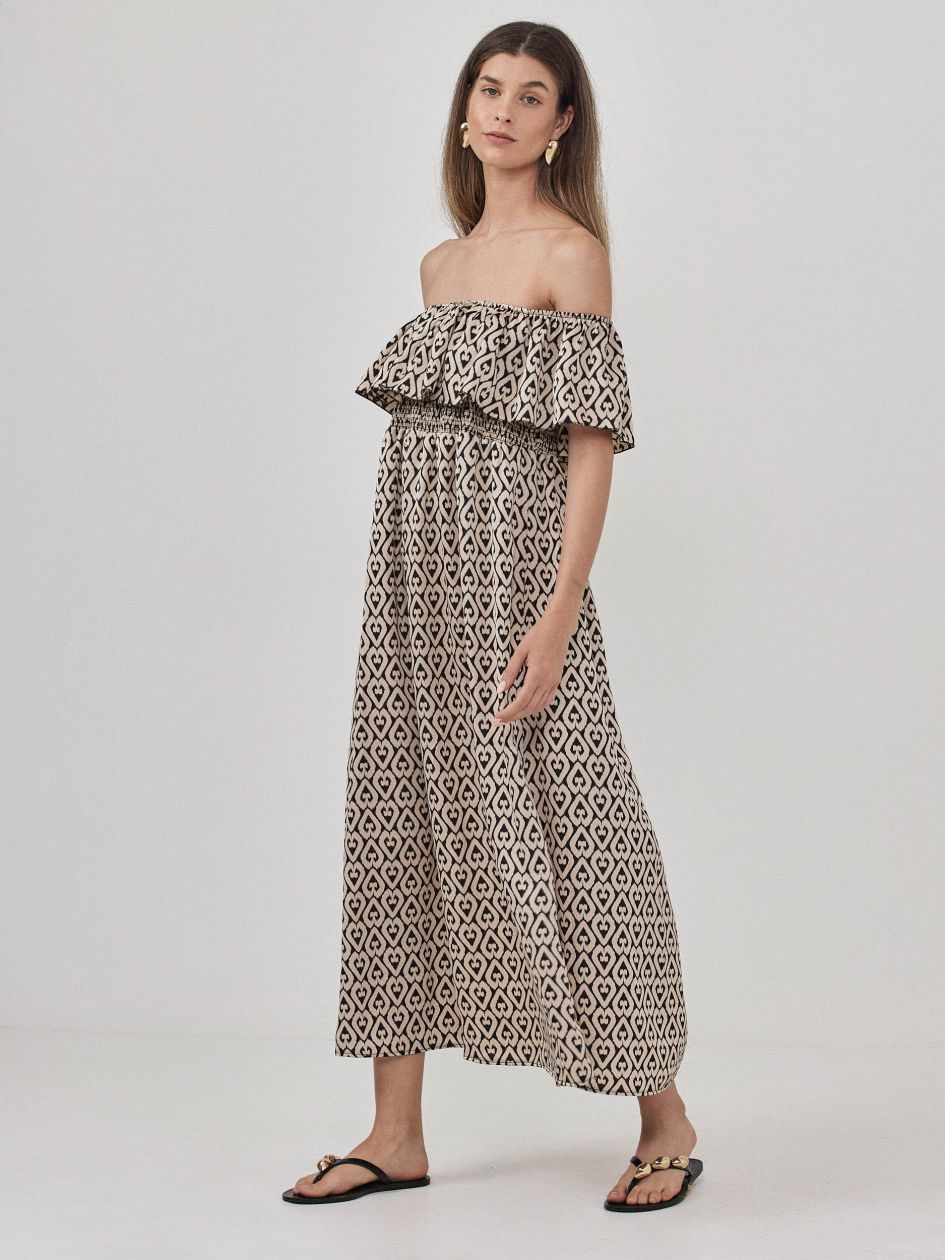 שמלה סאטן מודפס וולן