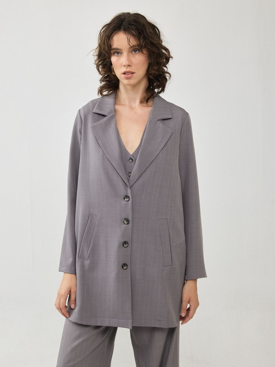 מעיל ארוך אריג פסים