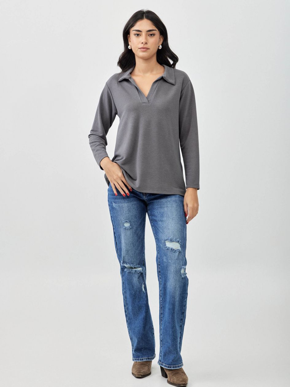 חולצה סריג צווארון