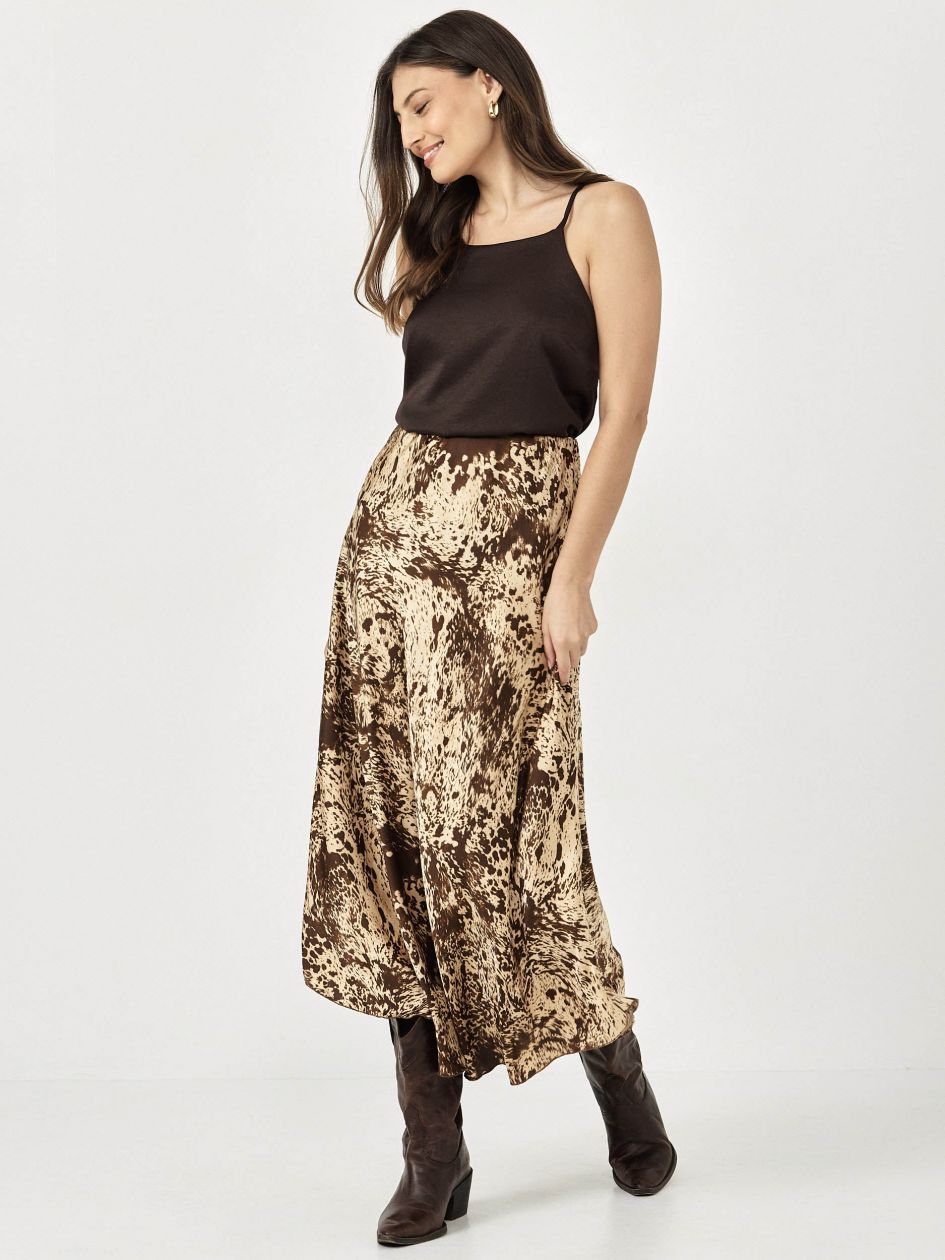 חצאית סאטן מודפס