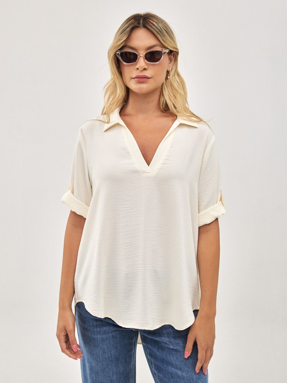 חולצה שרוול קלאפות כפתור