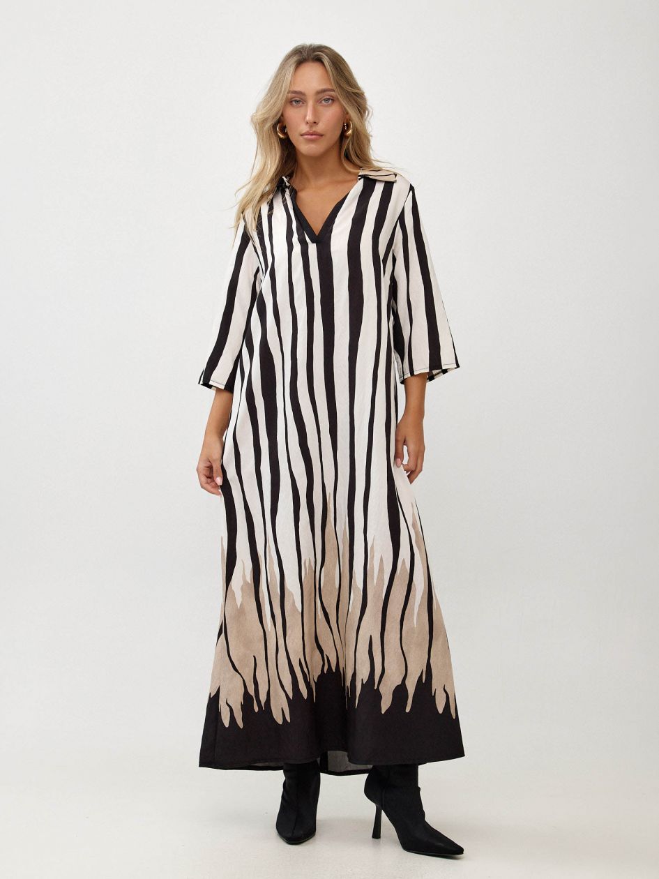 שמלה אריג מודפס ארוכה