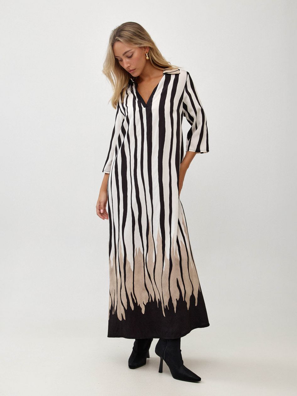 שמלה אריג מודפס ארוכה