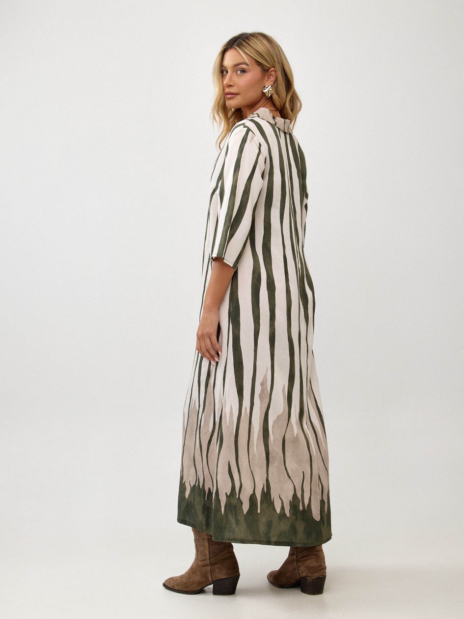 שמלה אריג מודפס ארוכה