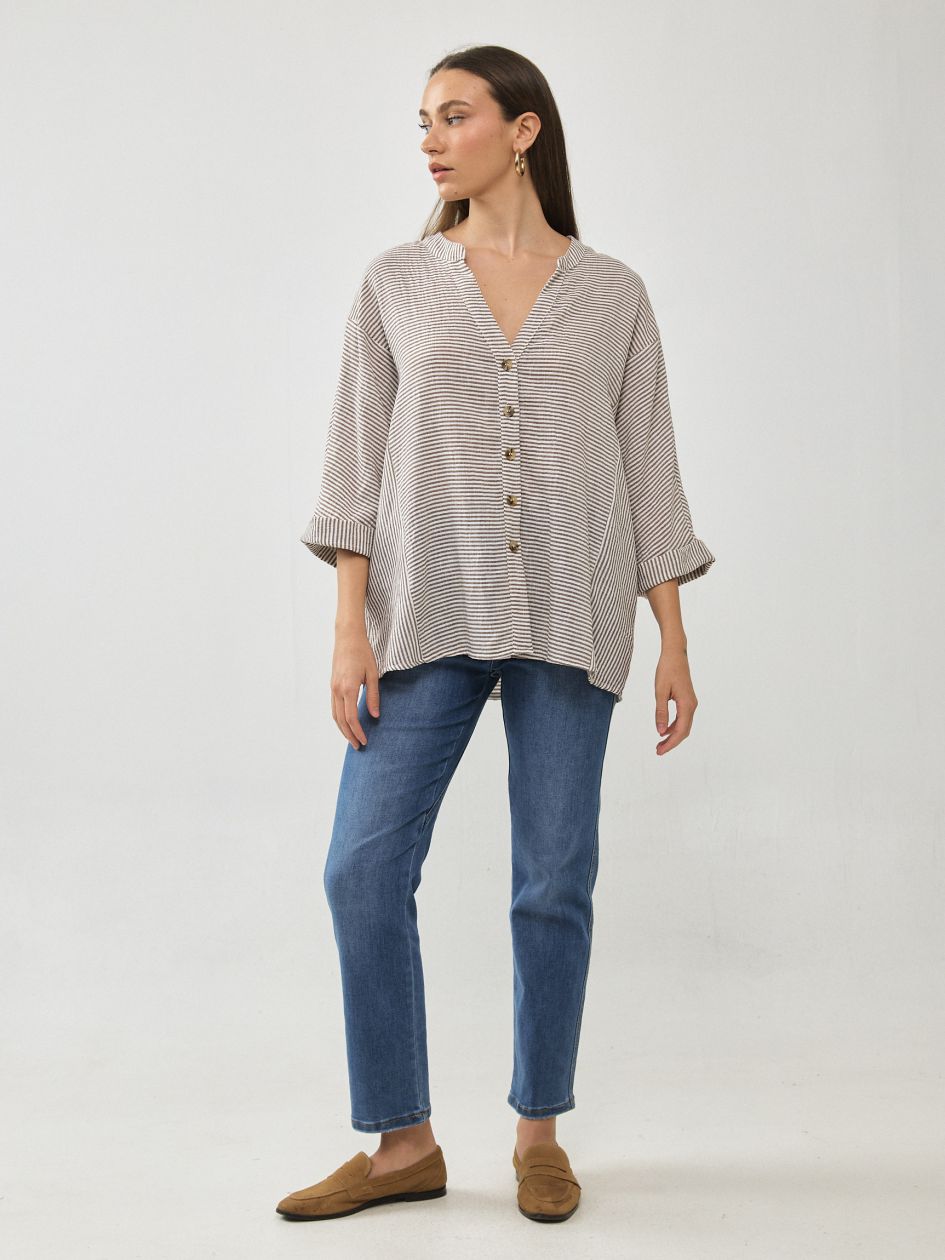 חולצה צווארון סיני פסים