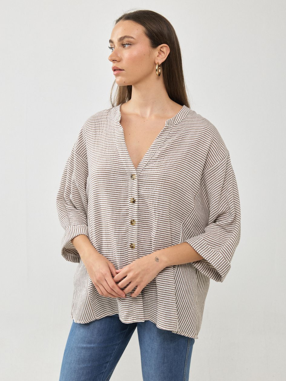 חולצה צווארון סיני פסים