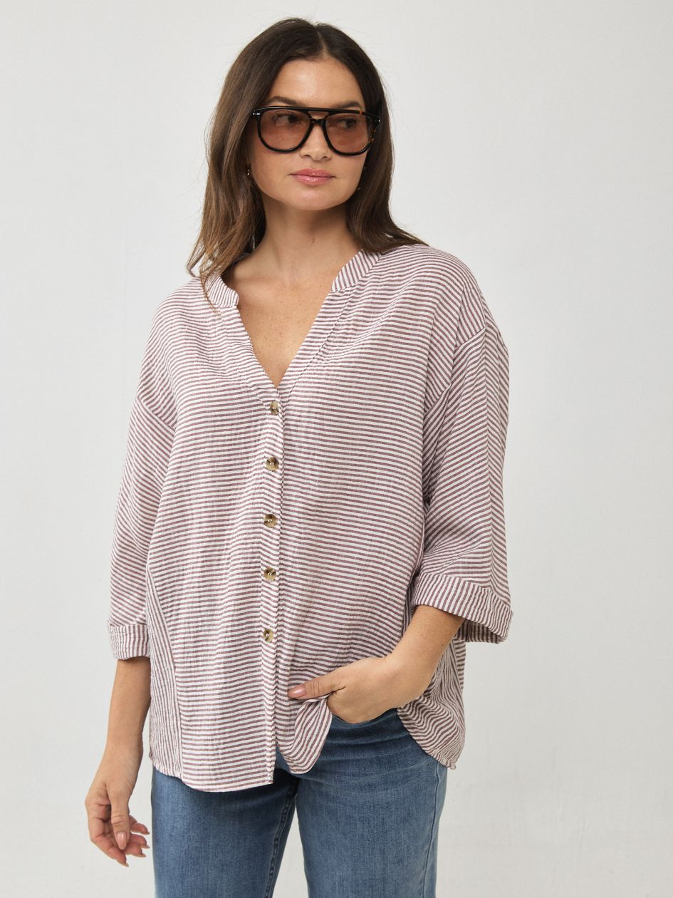 חולצה צווארון סיני פסים