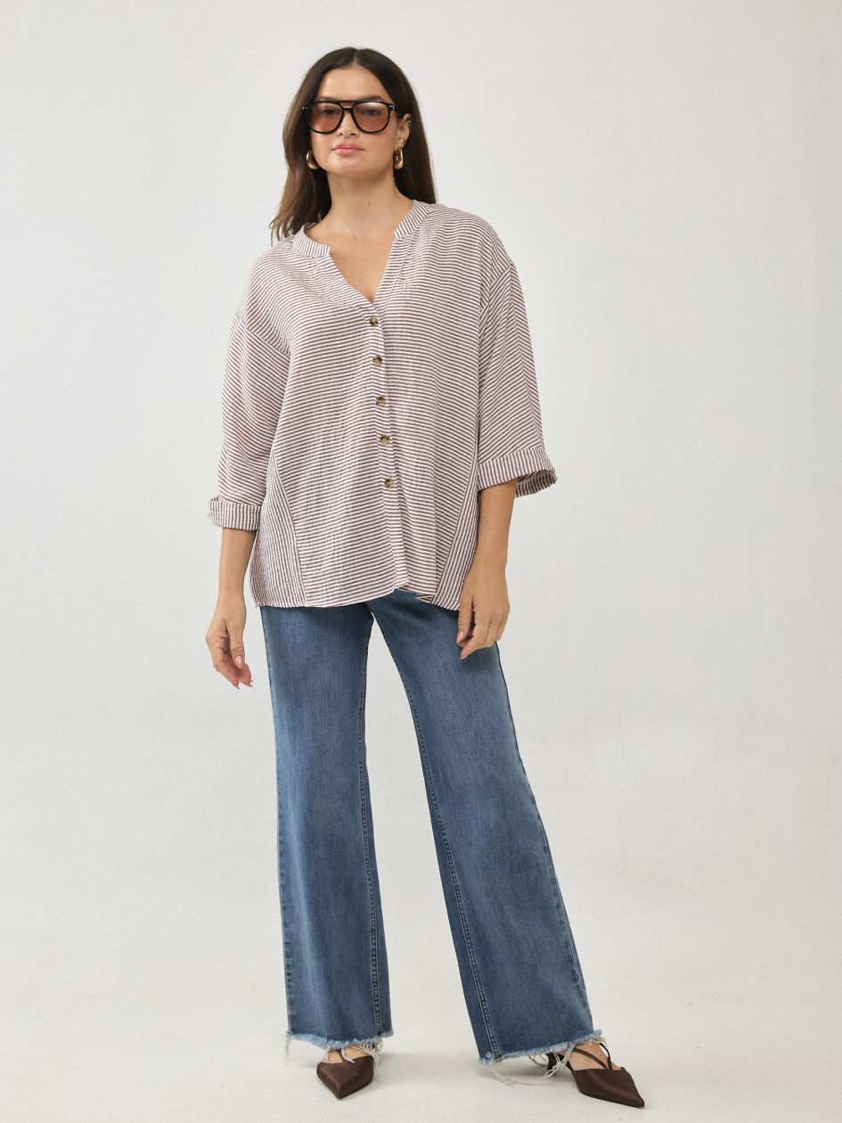 חולצה צווארון סיני פסים