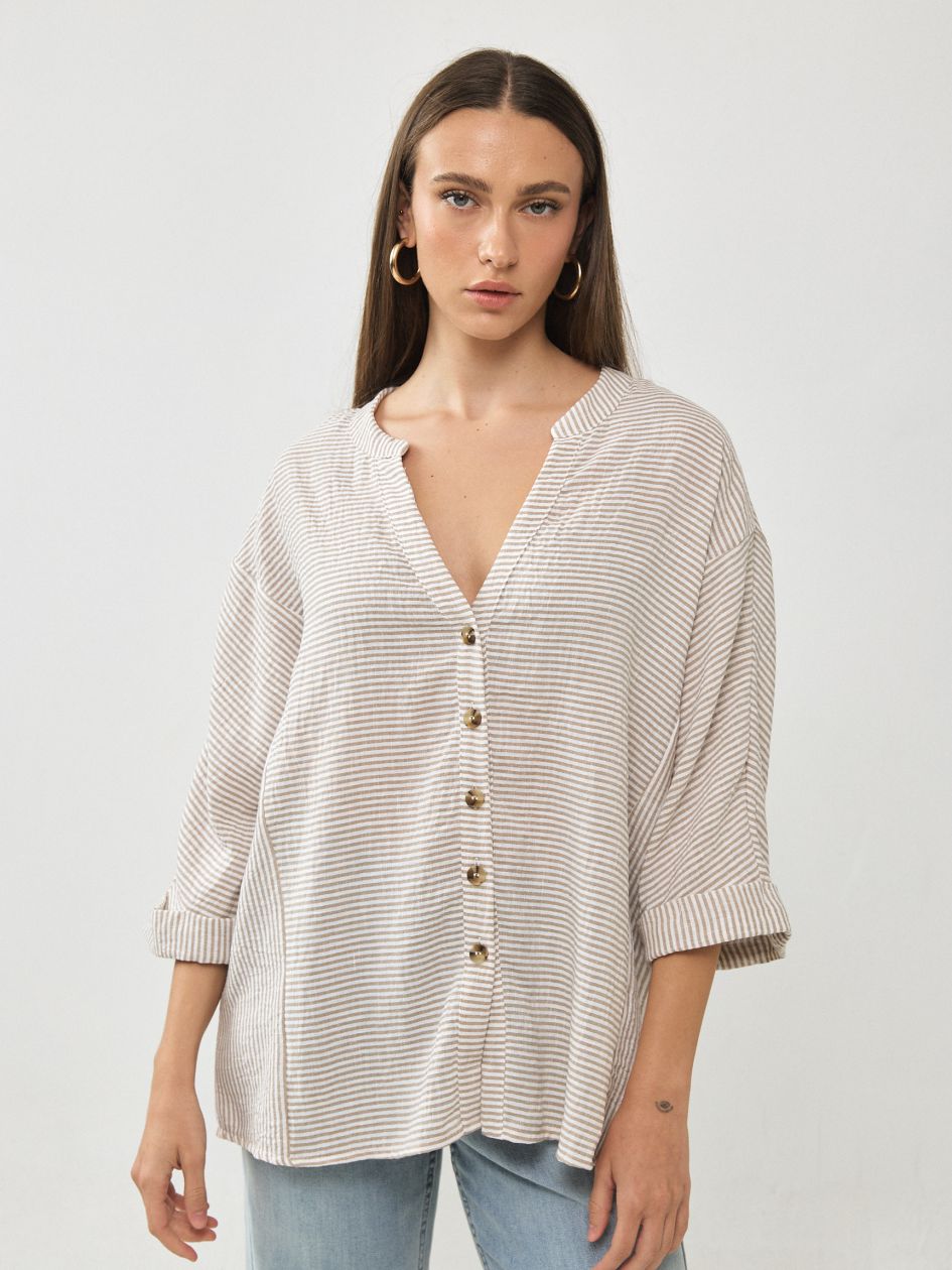 חולצה צווארון סיני פסים