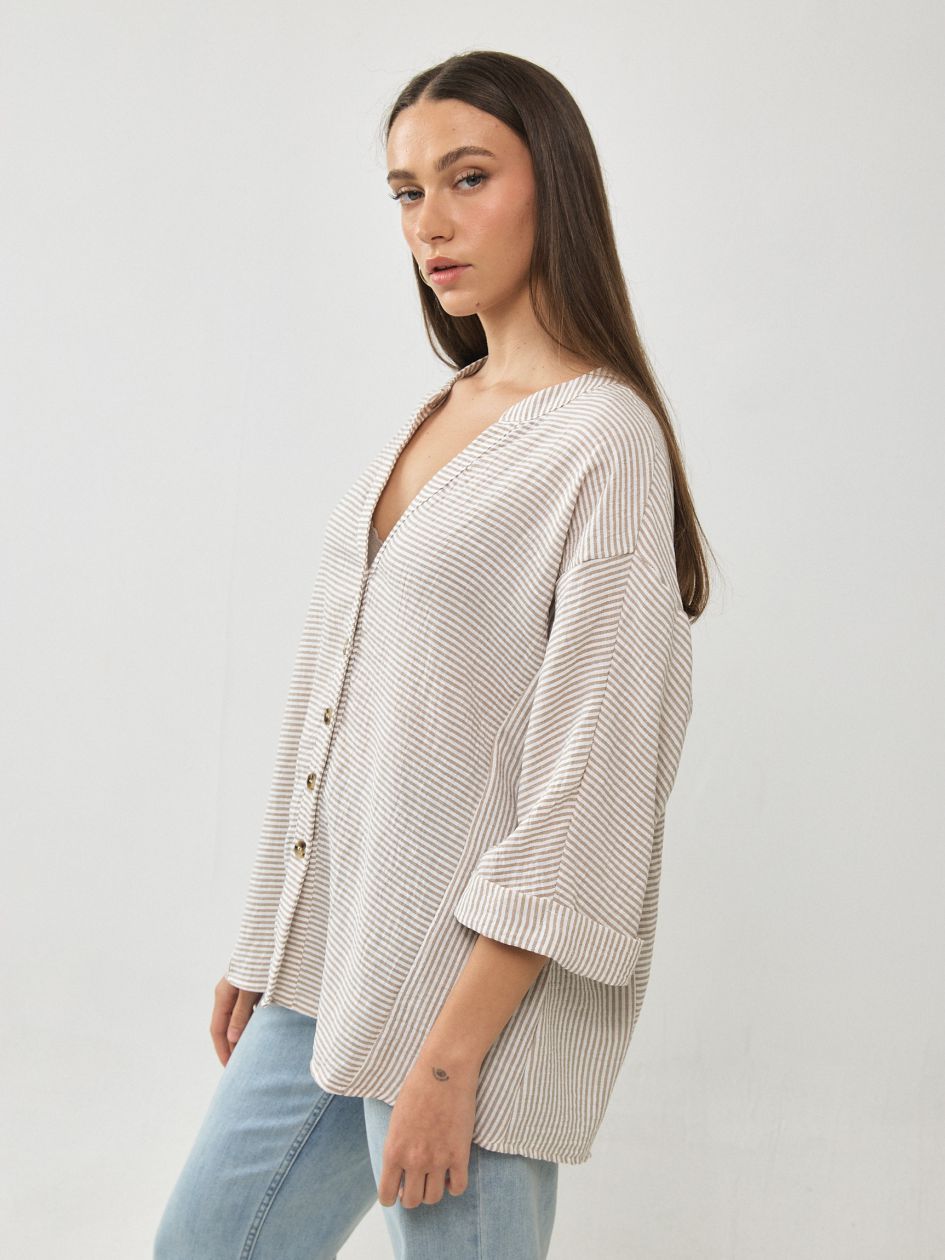 חולצה צווארון סיני פסים