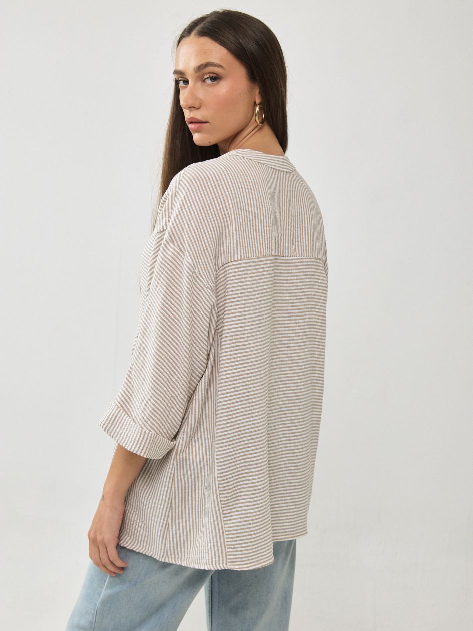 חולצה צווארון סיני פסים