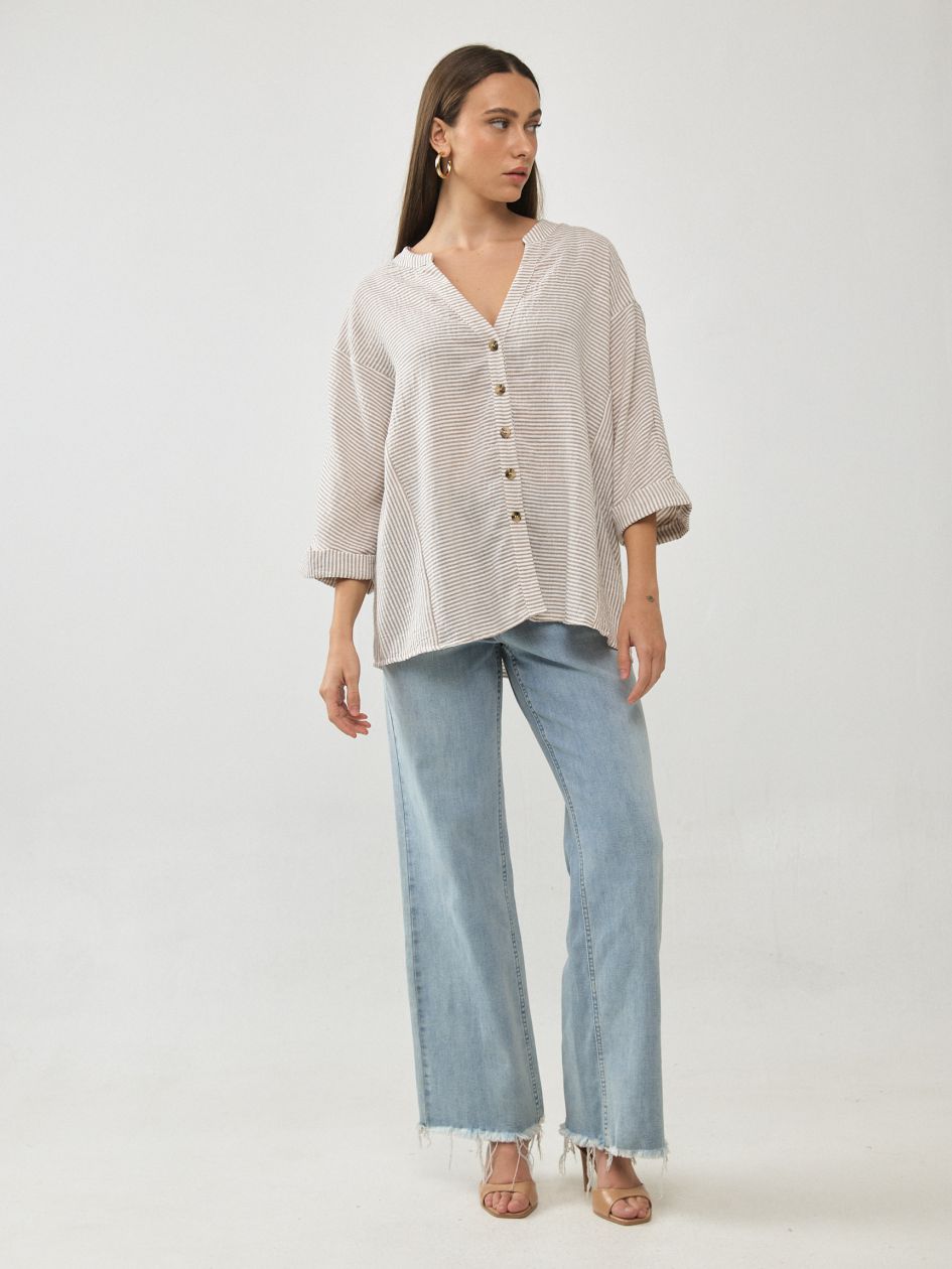 חולצה צווארון סיני פסים