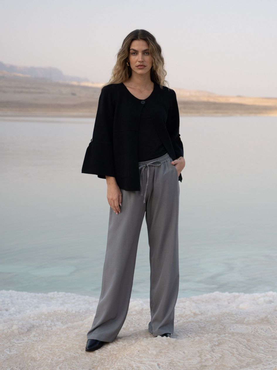 סריג ג`קט כיסים מודל כמו פפיונים