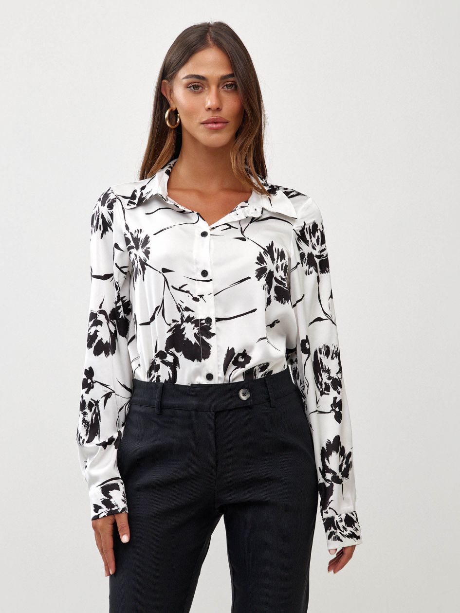 חולצה סאטן מודפס כפתורים