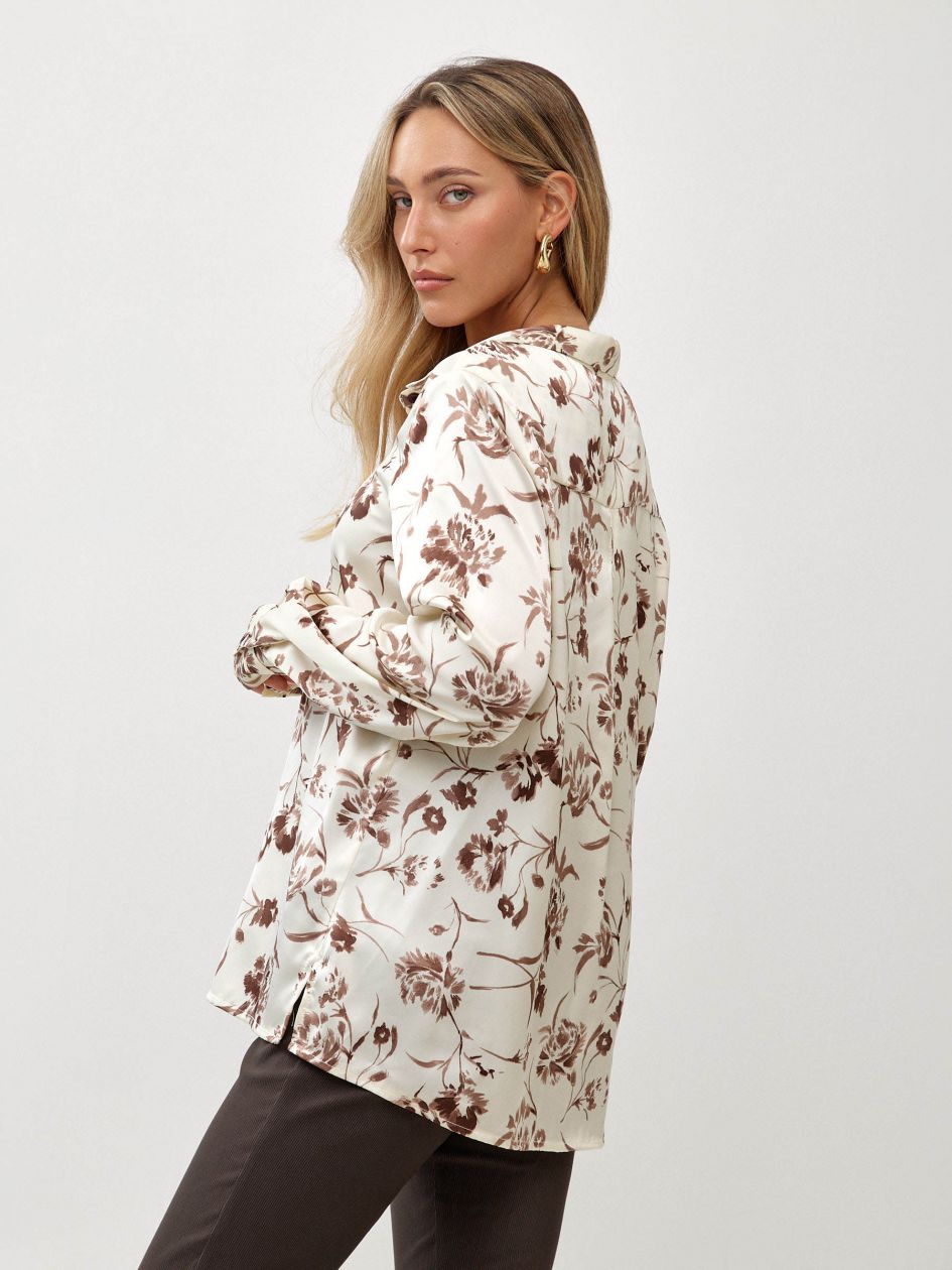 חולצה סאטן מודפס כפתורים