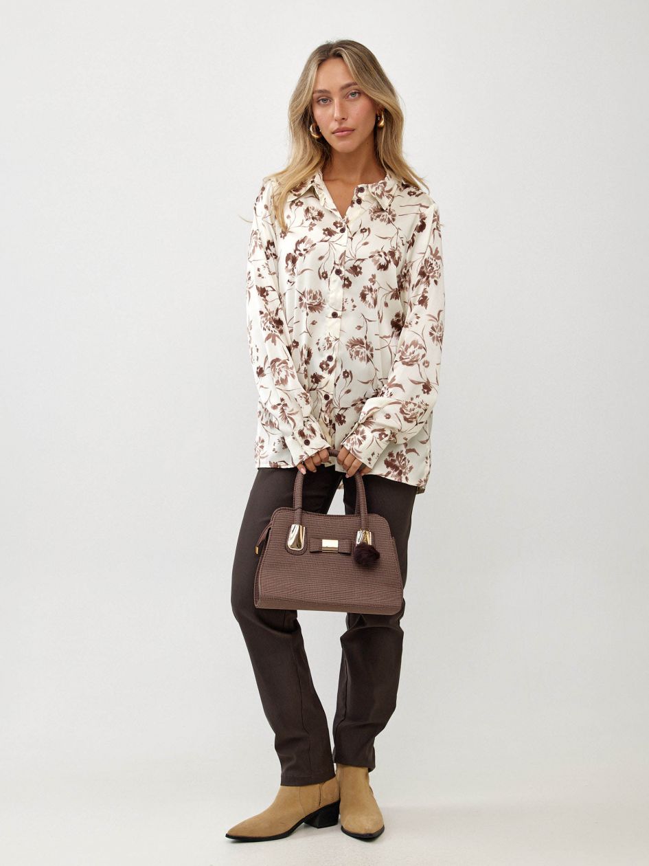 חולצה סאטן מודפס כפתורים