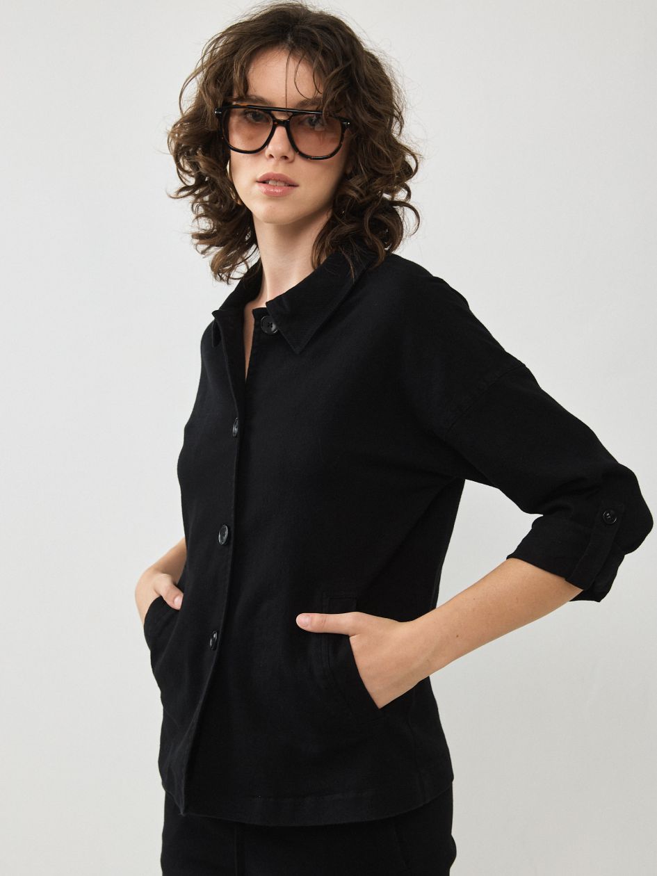 ג`קט דריל כיסים אלכסון