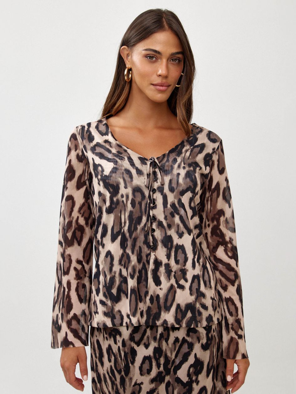 חולצה רזיל מודפס קשירה