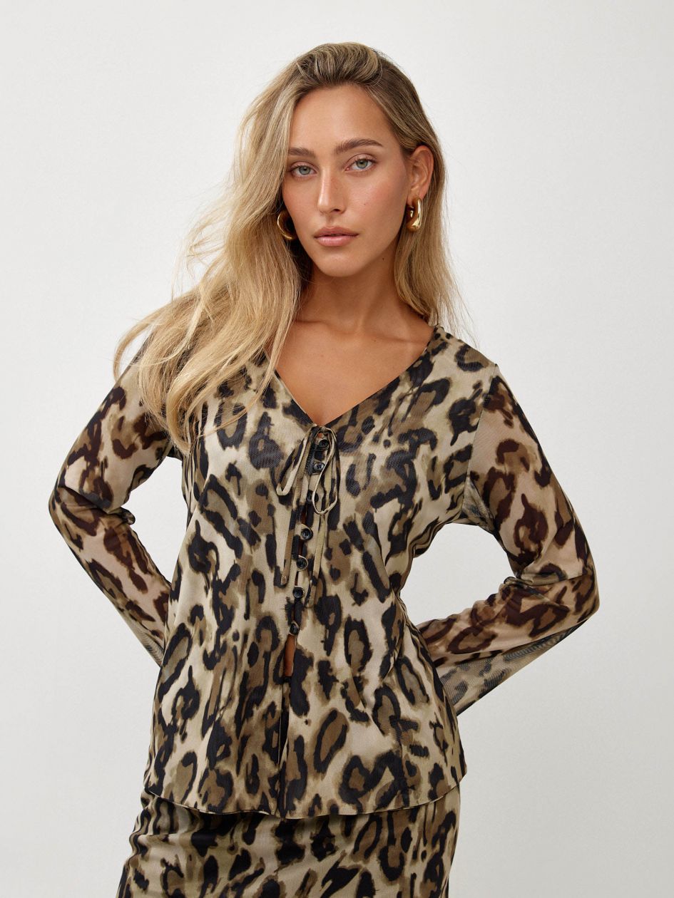 חולצה רזיל מודפס קשירה