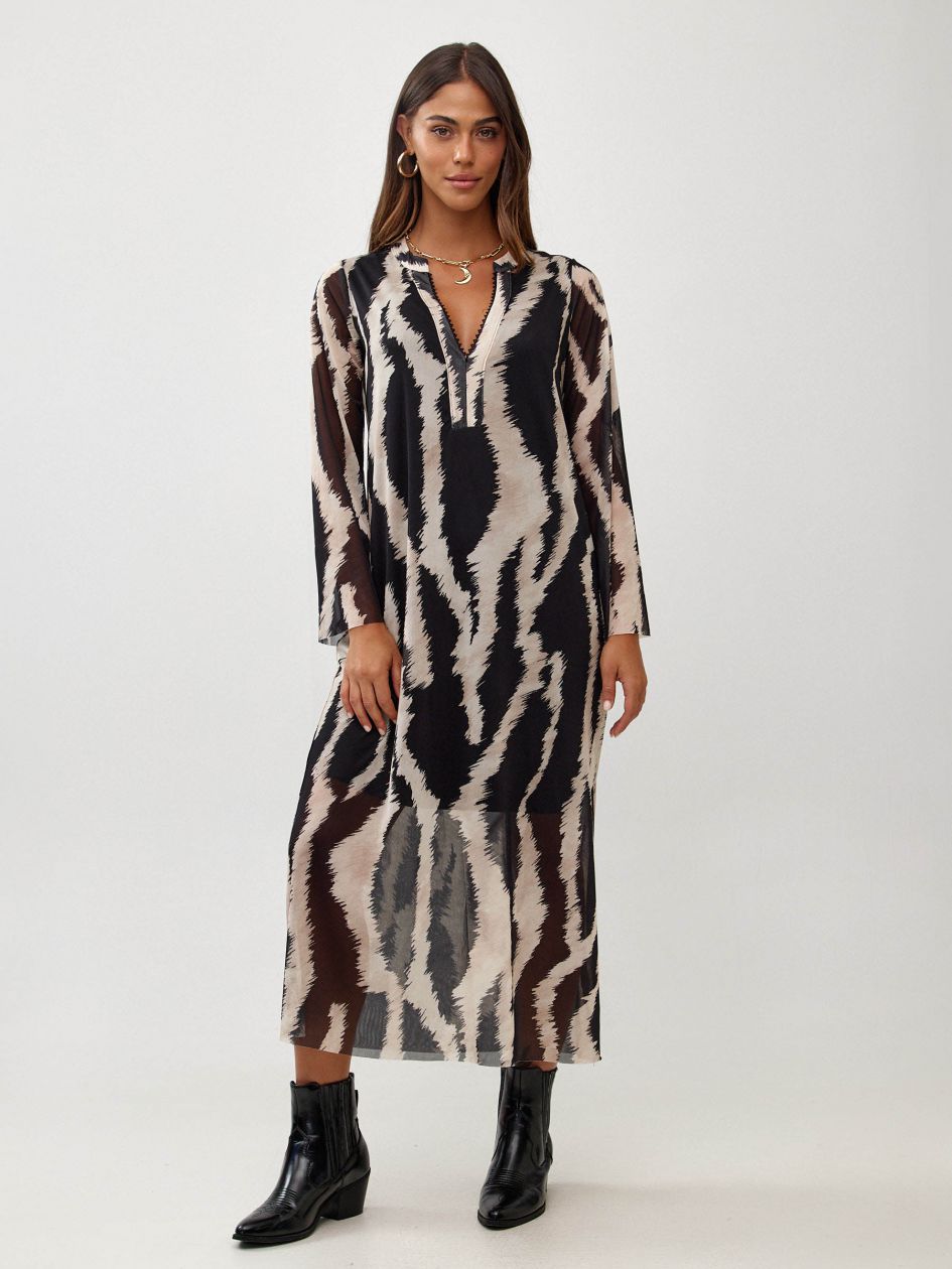 שמלה ארוכה רזיל מודפס