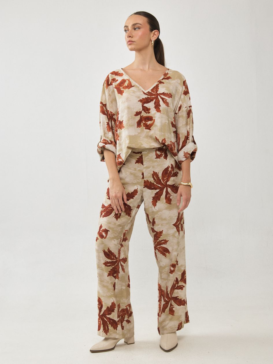 חולצה אריג מודפס כפתורים