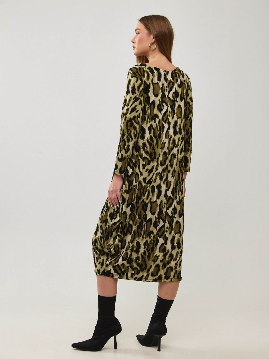 שמלה ארוכה מודפסת כיס שפה